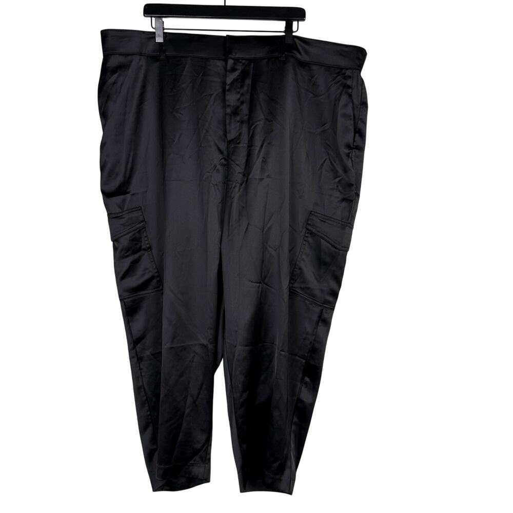 Torrid Relaxed Taper Satin Cargo Pant Black High Rise - 24 24W